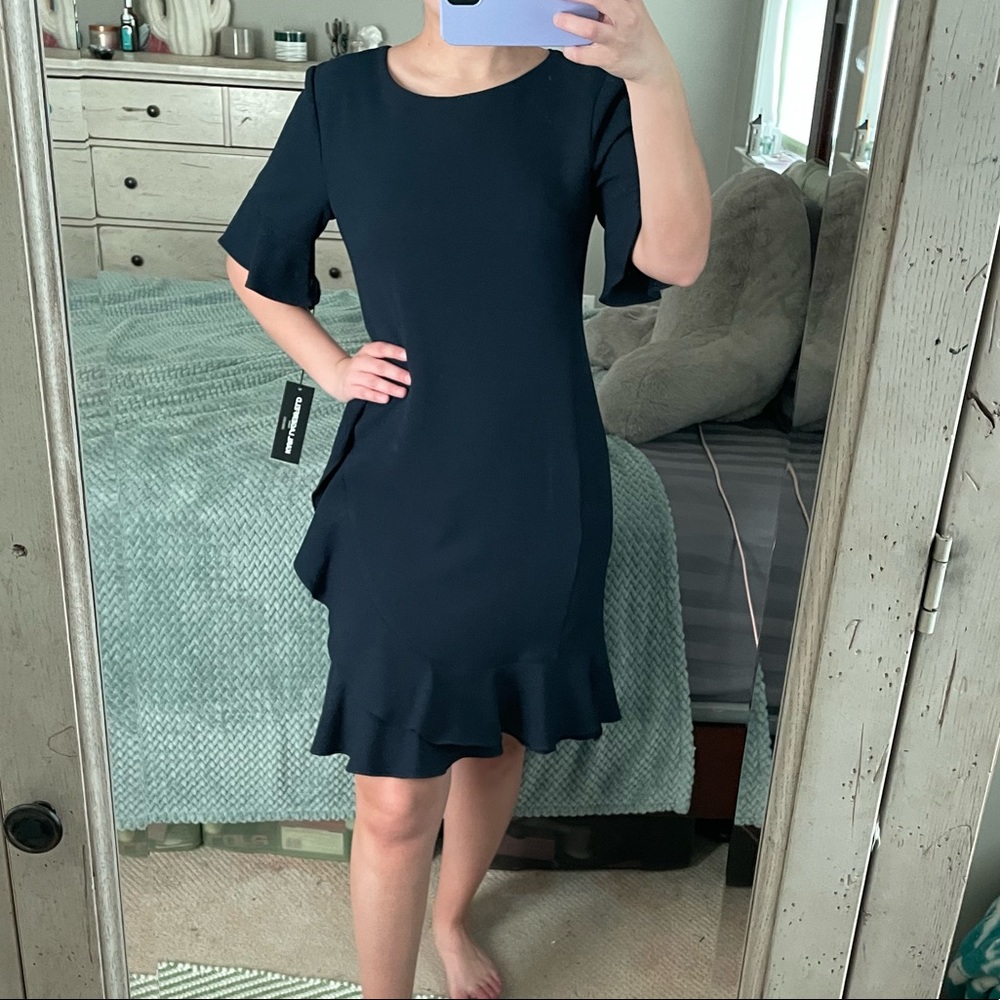 NWT Karl Largerfeld Navy Blue Ruffle Dress